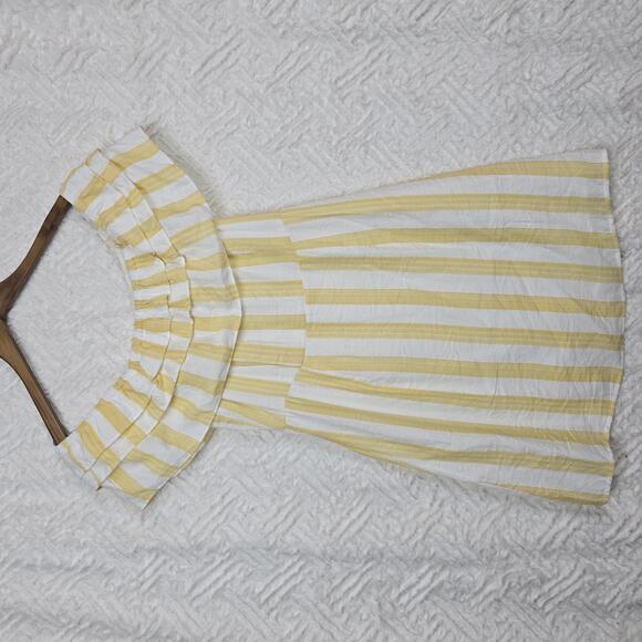 Lulus Women's Yellow and White Striped Off-Shoulder Casual Dress Size S - Picture 2 of 8